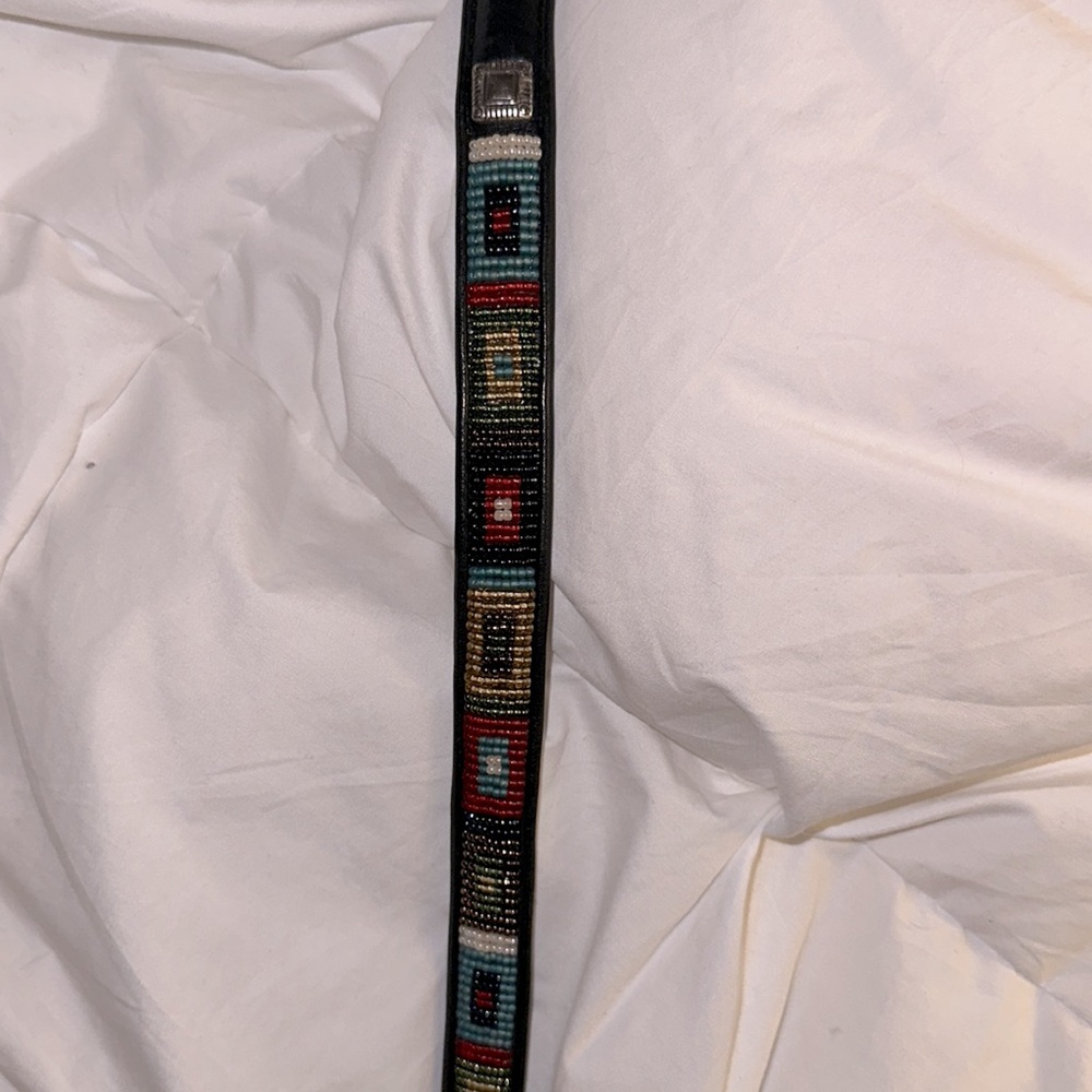 Brighton silver buckle beaded leather belt - Picture 3 of 8